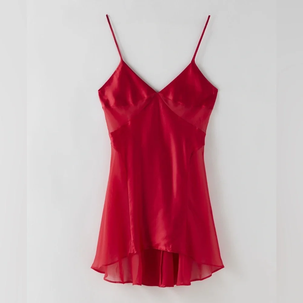 Y2K VINTAGE VICTORIA’S SECRET Red Cutout Slip Dress Satin UO Vintage L‎